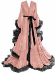 Molisa Sexy Feather Bridal Robe Long Lingerie Wedding Scarf Illusion Sleepwear Nightgown Bathrobe With Belt Dusty Rose+black XXL