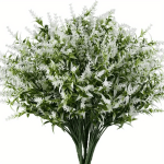 Uv Resistant Artificial White Flowers Bundle For Outdoor Decor - Perfect For Weddings And Engagements - Durable Plastic Material