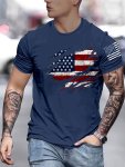 Men's Flag Graphic Print T-Shirt Casual Short Sleeve Crew Neck Tee Men's Clothing For Summer Outdoor