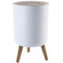 Trash Can With Lid Press Cover Portable Height Foot Standing Trash Can