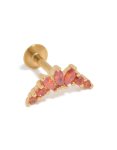 Goldair Gold Plated Surgical Steel Red Cubic Zirconia Marquise Flat Back Single Stud