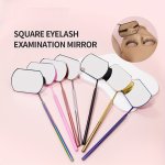 1PC Detachable Square Eyelash Examination Mirror Stainless Steel Handheld Lash Inspection Tool Alcohol & Formaldehyde-free For E