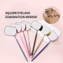 1pc Detachable Square Eyelash Examination Mirror Stainless Steel Handheld Lash Inspection Tool Alcohol & Formaldehyde-Free For Eyelash Extension Grafting