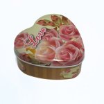 Love Heart Shaped Tin With Pink Roses - Factory Plaza