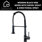 Modern Black Sink Mixer With Swivel Spout & Directional Spray