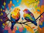 Canvas Wall Art - Canvas Wall Art: Lovebirds Acrylic Painting - B1317 - 120 X 80 Cm