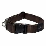 Rogz Utility XXL Landing Strip Dog Collar Chocolate Reflective Waggs Pet Shop
