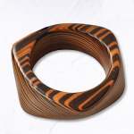 Geometric Stripe Print Wooden Bracelet - Bitter Choc Free