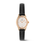Ophelia MINI Black Lizard White Guilloch Rose Gold Watch