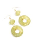 Goldair Gold Green Acrylic Circle Drop Earrings
