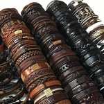 10PCS SET Men Women Bracelet Cuff Wristband Faux Leather Fashion Jewelry Halloween Christmas New Year Gift Mixed Style