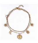 Sun Moon Charm Choker Necklace - Gold Free