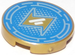 Parts Tile Round 2 X 2 With Bottom Stud Holder With Broken Circles Silver Dots And Gold Lightning Bolt Pattern 14769PB220