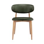 Lucien Dining Chair - Vintage Green Pu Leather With Metal Light Wood Finish