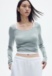 Boat-neck Cotton Top - Turquoise