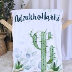 Personalised Fleece Blanket Pennygum Cactus Sage Green
