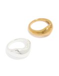 Waterproof Gold & Silver Plated Stainless Steel Organic Bubble Rings 2-PACK - M l
