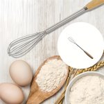 1PC Solid Wood Handle Stainless Steel Household Egg Beater Suitable For Beating Eggs Mixing Ingredients Mixing Sauces MINI Egg B