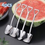 4PCS Stainless Steel Spade & Spoon Set - Durable Rust-resistant For Desserts Watermelon Fruit & Ice Cream - Unique Dining Experi