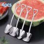 4pcs Stainless Steel Spade & Spoon Set - Durable Rust-Resistant For Desserts Watermelon Fruit & Ice Cream - Unique Dining Experience