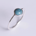 Silver Stack Round Turquoise Gemstone Ring - 8 Turquoise