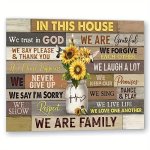 Wall Decor Sunflower Hummingbird In This House We Trust In God - Wall Art Thanksgiving Decorations Classroom Decor 20.32 25.4CM