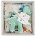 Dino Muslin Blanket And Stuffed Animal Set By