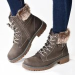 Madison Jordan Fur Collar Boot - Charcoal - 8
