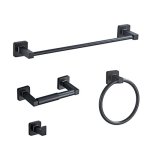 Matte Black Bathroom Hardware Set 4 Pieces Towel Bar Set Stainless Steel Wall Mounted Includes 16IN Hand Towel Bar Towel Ring Ro