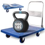 Lfgud Push Cart Dolly 660 Lbs. Capacity Platform Truck Foldable Platform Cart Upgraded Heavy Duty Moving Cart With Pu Wheels For