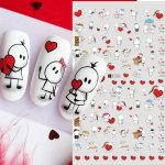 2 Sheet 3D Valentines Lover Nail Art Stickers Self Adhesive Heart Design Nail Art Decals Nail Art Supplies For Women And Girls