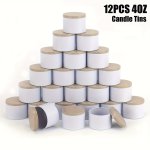 12PCS 4 Oz White Candle Tins 4 Oz Candle Jars Candle Containers With Lids Candle Tin For Candles Making Arts & Crafts Storage An