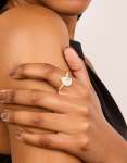 Goldair Gold Plated Solitaire Pear Cubic Zirconia Textured Ring - M l