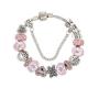 Charming Soft Pink And Silver Bracelet With Heart And Snowflake-themed Charms