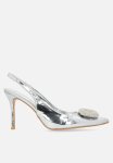Floss Slingback Heel - Silver Metallic