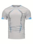 Men's Athletic Shirt Breathable Quick-dry Short Sleeve Tee For Running Training Hiking - Spring summer Sportswear With Geometric