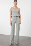 Carmen Collar Woven Top-bottom Set - Mint