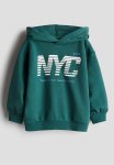 Printed Hoodie - Teal Nyc