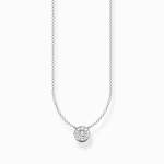 Necklace Circle With White Stone - Silver
