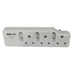 Flash Multiplug With USB Ports White 6 Way