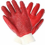 Pvc Knit Wrist Rough Palm Glove - Red Wrist
