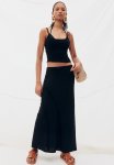 Frayed-edge Linen-blend Skirt - Black