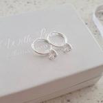 Amberlee 925 Sterling Silver Hoop Cz Heart Earrings - Clear Stone