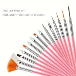 15PCS Nail Art Brush Set - Odorless Professional Acrylic & Gel Painting Pens For Detailed Designs Dotting Tools Included