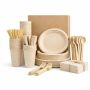400PCS Compostable Tableware Set Eco-friendly Disposable Plates & Cutlery