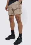 Elastic Waist Toggle Cargo Short - Stone