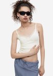Lace-trimmed Strappy Top - Cream
