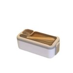1000ML Rectangular Lunch Box Grey And White Food Container