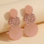 Alloy Textured Round Drop Earrings Simple Elegant Dangle Earrings For Women Gift