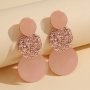 Alloy Textured Round Drop Earrings Simple Elegant Dangle Earrings For Women Gift